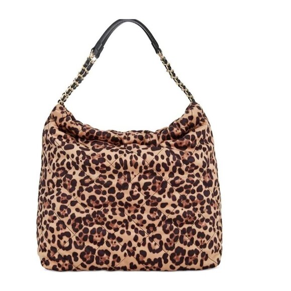 INC Kyliee quilted microfiber large shoulder bag - Leopard animal print - Picture 1 of 7